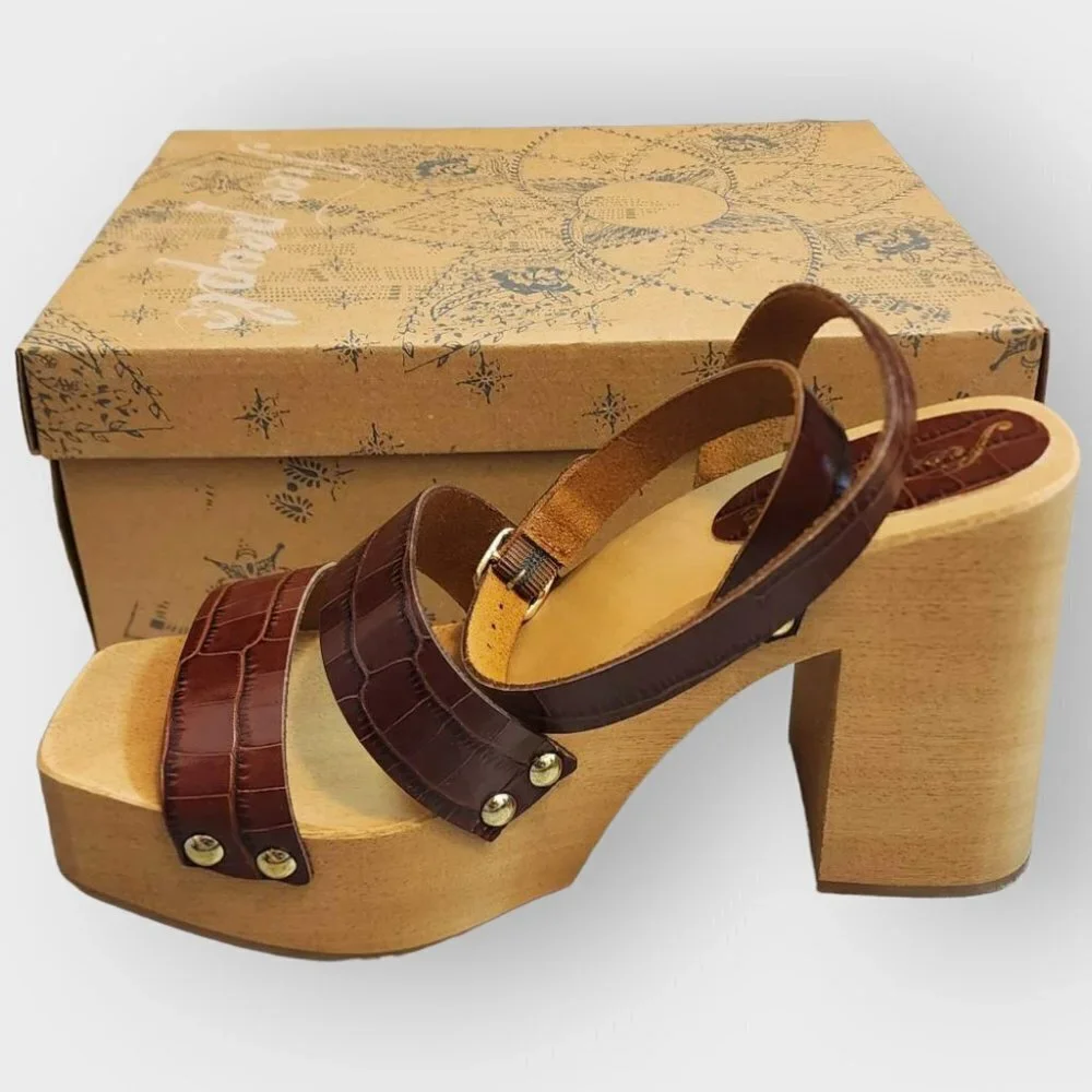 Free People Mallory Leather Clog Sandal Brown